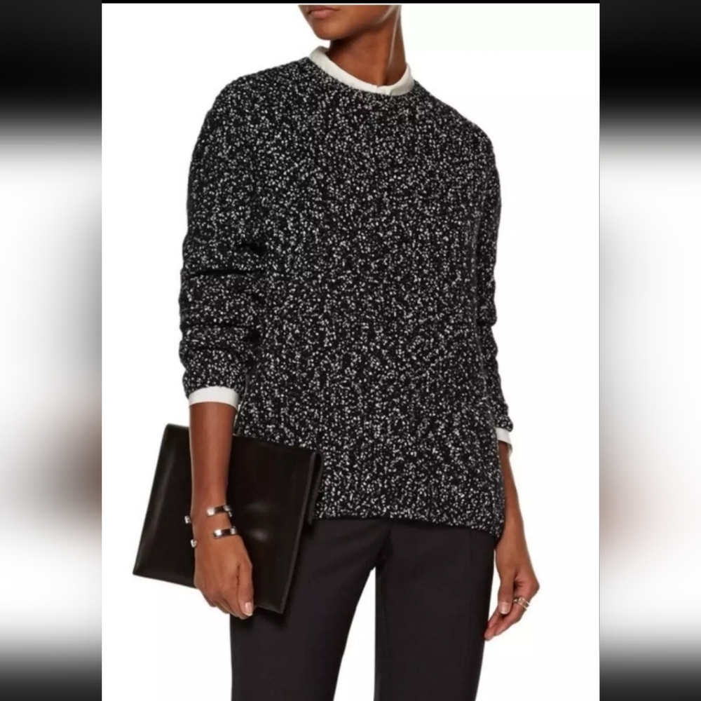 Sandro Boucle Mohair blend black white sweater